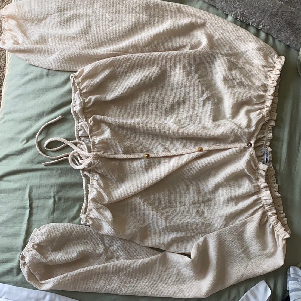 Buttoned, Off the Shoulder Blouse- XL